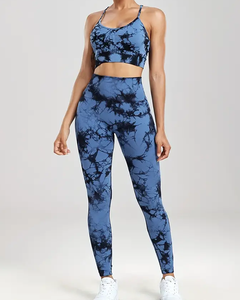 Traje de jogging transpirable de alta calidad para mujer para Yoga y Fitness patrón sólido ropa de gimnasio entrenamiento y correr estilo conjunto - Product Image 2