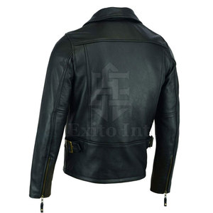 Chaqueta de cuero de alta calidad para hombre, ropa de moda de estilo callejero con logotipo personalizado y cuello levantado - Product Image 3
