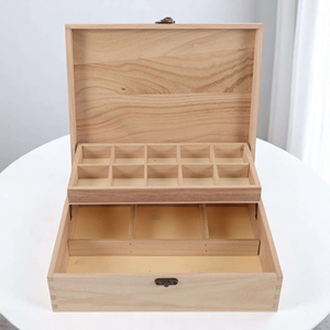 Boîte à bijoux en bois massif de luxe, fabriquée à la main, avec serrure, rangement à 2 niveaux pour bijoux - Product Image 4