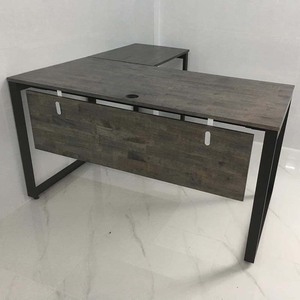 Escritorio Ejecutivo en Forma de L HBRT017, Diseño Minimalista de Lujo, Patas de Acero Ensambladas, Melamina, para Muebles de Oficina en Casa - Product Image 6