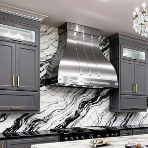 Cappa aspirante da incasso a parete in acciaio inox 304, spessore elevato, superficie spazzolata, personalizzabile, per uso architettonico - Product Image 4