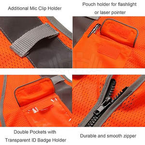 เสื้อกั๊กก่อสร้างตาข่ายโพลีเอสเตอร์ Hi-VIS กันน้ำดีไซน์ใหม่พิมพ์โลโก้ได้ตามต้องการ - Product Image 4