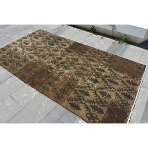 4.7x8.5 ft Turkish Rug, Vintage Area Rug, <b>Brown</b> Black Animal Print <b>Wool</b> Rug - Product Image 2