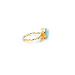 Handmade 18K Gold Plated Amazonite Coin <b>Ring</b> Natural Gemstone for Women Wedding Party Daily Wear Bulk Quantity - Product Image 2