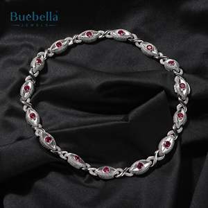 14K oro blanco 925 Plata cinco moissanita 12mm Iced Out Eyes & Infinity Sign collar - Product Image 3