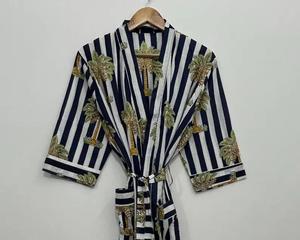 Kimono bohème de style bohème pour femmes coupe décontractée léger en coton Robe longue au sol robes décontractées en coton naturel 100% - Product Image 1