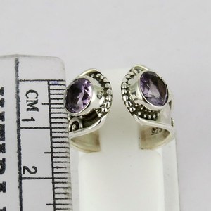 Bague améthyste réglable faite à la main en argent sterling oxydé 925 bijoux bohèmes à bande ouverte cadeau de naissance de février - Product Image 5