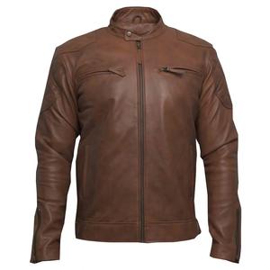 Chaquetas de Cuero Casuales para Hombre, Chaqueta de Cuero 100% Genuino, Chaquetas de Moda de Cuero Desgastado, Chaqueta para Hombre - Product Image 1