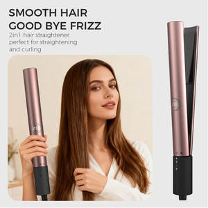 مكواة شعر 2 في 1 بشاشة LED، مكواة مسطحة من السيراميك والتيتانيوم، مكواة شعر 1 بوصة للتمليس والتجعيد - Product Image 3