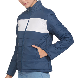 Chaqueta acolchada elegante al por mayor para mujer, abrigo con cuello levantado y cremallera frontal a prueba de viento de calidad superior para elegancia de invierno - Product Image 6