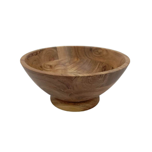 Bol de service de nourriture de forme ronde en bois de conception tendance fini naturel pour la table à manger de cuisine bols de service de nourriture et de collations - Product Image 4