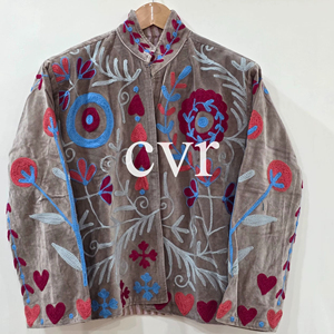 Hand Embroidered Eco-Friendly Suzani Velvet Uzbek Outerwear Handmade Velvet Suzani Women's Luxury Coat Winter Boho for Party We - Product Image 1