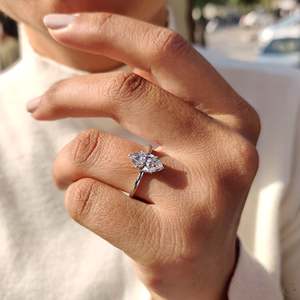 Open <b>Gallery</b> Design Marquise Cut Diamond Engagement Ring - Product Image 3