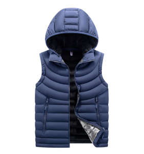 2023 hommes respirant en cuir tissu sans manches Gilet hiver sport veste bouton extérieur bulle bouffant gilet corps plus chaud - Product Image 3