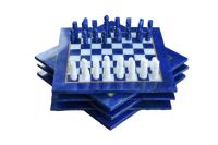Jeu d'échecs Lapis en marbre de luxe de haute qualité, fabriqué à la main, conception personnalisée en gros, jeu d'échecs décoratif en pierre Lapis en marbre