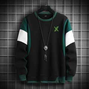 Sudadera Deportiva Personalizada para Hombre, 100% Algodón, Invierno, Cuello Redondo, Diseño Sólido con Contraste, Impresión Digital, Estilo Urbano - Product Image 2