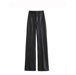 Venta caliente Pantalones de cuero de las mujeres de cuero de oveja de alta calidad Moto Mujeres Nuevo diseño Pantalones de cuero - Product Image 3