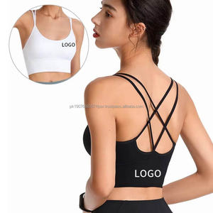 Sujetador deportivo inalámbrico personalizado al por mayor para mujer, con relleno, espalda cruzada, sin costuras, para yoga, fitness y gimnasio - Product Image 1