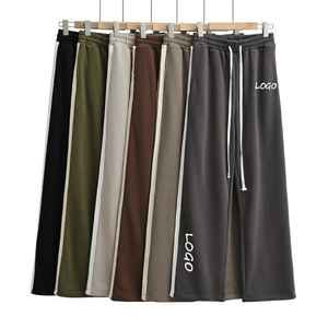 Nouveau coréen rétro grille conception 100% coton toile pantalon mi-taille sensation inclinée rabat haute jambe large lâche décontracté laine pantalon - Product Image 6