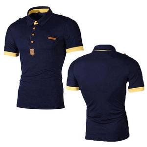 La media manga de lujo personaliza las camisetas bordadas Camisa Polo de golf rayada al por mayor para los hombres - Product Image 4