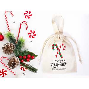 Bolsas de Muselina de Algodón Personalizadas, 27 Diseños para Recuerdos de Fiesta de Navidad y Regalos Familiares, Bolsas de Regalo de Navidad Reciclables - Product Image 2