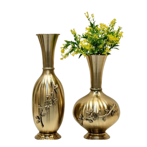 Golden Color <b>Set</b> of 2 Flower <b>Vases</b> of Best Design Top Quality Decorative With the Sizes of 19 and 15 Inches at Wholesale Prices - Product Image 1