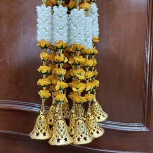 Guirnalda de Mogra amarilla de 5 pies de estilo Simple, recién llegado, decoraciones indias colgantes para eventos al aire libre, fiesta Haldi y telón de fondo - Product Image 1