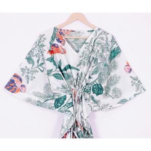 ชุดเดรสคาฟตันแขนยาวทำด้วยมือสำหรับผู้หญิงชุดเดรสแขนยาวมินิพิมพ์ลายนก - Product Image 4