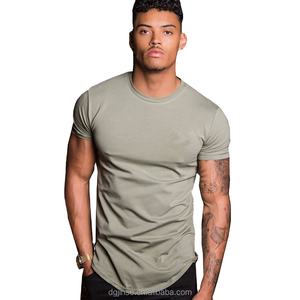 2025 New Slim Fit <b>Men's</b> <b>Longline</b> <b>T</b> <b>Shirts</b> 180 Grams Cotton Longer Drop Curved Hem Muscle Gym Casual Wear - Product Image 2