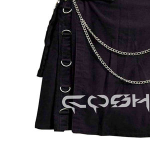 กระโปรงสั้นผ้าฝ้ายสีดำสไตล์โกธิคยูทิลิตี้พร้อมกระดุมกระเป๋าคู่และกระเป๋าข้าง - Product Image 2