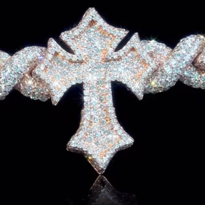 Pulsera de Eslabones Cruzados con Incrustaciones de Diamantes de Imitación de 6 Pulgadas, VVS1, Moissanita, Joyería de Lujo Hip Hop - Product Image 1