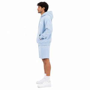 Sudadera con Capucha para Hombre, Oversize, de Forro Polar y Algodón, Conjunto Casual de Pantalones Cortos a Juego, Chándal Transpirable de Tejido de Punto, Ropa Urbana - Product Image 4