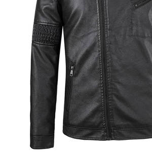 Veste en cuir d'hiver pour homme, coupe confortable, col montant, qualité supérieure, couleurs et logo personnalisables, séchage rapide et respirante - Product Image 6