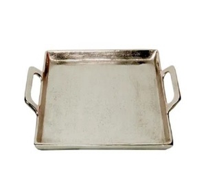 Fabricante y distribuidor Bandeja de aluminio Recubrimiento de polvo de plata con asa Mesa Frutas secas Bandeja de aluminio decorativa - Product Image 6