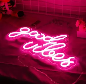 Factory Custom 3D Acrylic Neon Sigh Light Advertising Signs Wedding 12V LED Good Vibes Only Neon Sign For Party Decoration