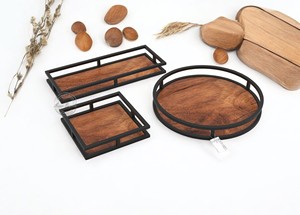 ถาดไม้และเหล็กที่เรียบง่ายและมีระดับสามแบบและขนาดที่แตกต่างกันด้วยอัตราคุณภาพพิเศษ - Product Image 2
