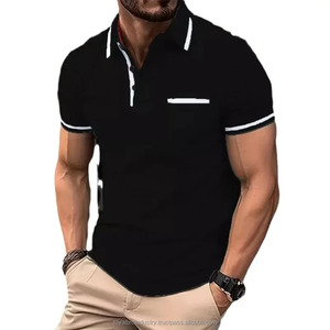 Nouvelle mode printemps hommes imprimé Simple décontracté 100% Polyester à manches courtes rayé fermeture éclair Polo hommes vêtements de Golf - Product Image 2