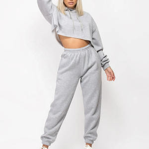 Los mejores conjuntos de chándal para mujer, ropa deportiva de entrenamiento femenina personalizada OEM de lana de algodón, traje de jogging de dos piezas, chándales cortos - Product Image 2