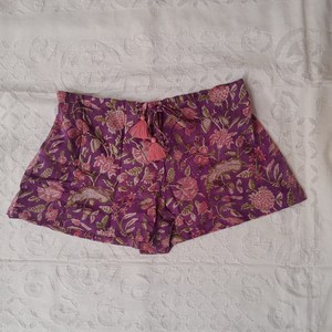 Short en coton imprimé bloc à la main pour la plage et les vêtements de nuit d'été Short en coton éponge biologique et butin pour femmes vêtements - Product Image 2