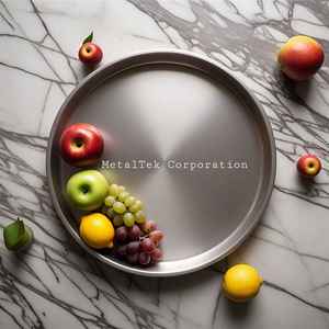 Bandeja de servicio redonda de aluminio, uso multiusos, diseño moderno, restaurante, decoración de comedor para el hogar, plato de mesa, bandeja de Metal para hornear - Product Image 2