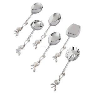 Wholesale Silver Handmade Serving Set Metal Salad <b>Server</b> for Restaurant Hotel Wedding Usage Manufactured by artisans - Product Image 1
