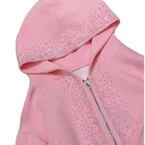 Ensemble survêtement oversize en toile avec strass pour homme : sweat à capuche et pantalon de jogging évasé taille haute épais – Vente en gros - Product Image 4