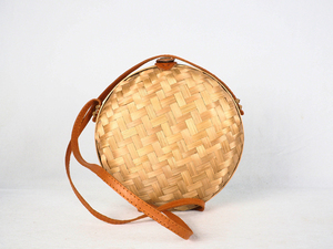 Bolso tejido de bambú Bali para mujer, bolsa tejida con decoración de flores de tela, uso diario, bolso tejido de bambú Bali - Product Image 5