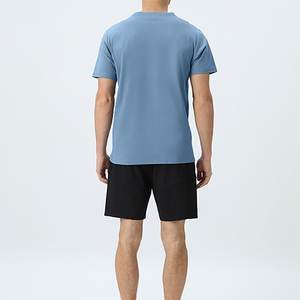 T-shirt de fitness de couleur unie pour hommes Chemise d'entraînement respirante coupe ajustée pour la course à pied Sports Activewear Summer Tee - Product Image 2