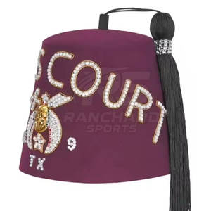 Chapeau Fez maçonnique de haute qualité, chapeau Fez maçonnique brodé, broderie en gros pour les cérémonies - Product Image 2