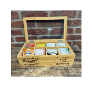 Boîte à thé en <span class=keywords><strong>bambou</strong></span> gravée personnalisée avec organisateur de sachets de thé - Product Image 4