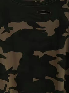 Diseño personalizado de las mujeres de manga corta desgastada Crop T-shirt Summer Tops Camuflaje Impreso Cropped Top - Product Image 2