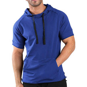 Men's Fashion <b>Hoodies</b> Pullover Muscle Fit Workout Hooded Sweatshirt Cotton <b>Short</b> <b>Sleeve</b> Gym Hoodie - Product Image 3