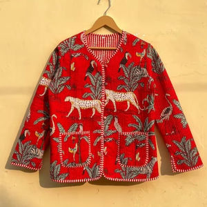 Manteau d'hiver de luxe fait à la main en coton matelassé bohème réversible pour femmes - Product Image 1