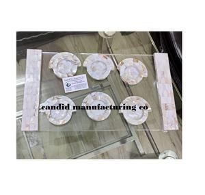 แม่ของมุกอะคริลิคถาดแม่ของมุกและเรซินที่ให้บริการถาดโรงแรม/ร้านอาหารกระดูกฝังถาดที่มีครึ่งรถไฟเหาะของขวัญ - Product Image 2